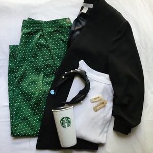 Vintage Green & White Poca-dot Skirt